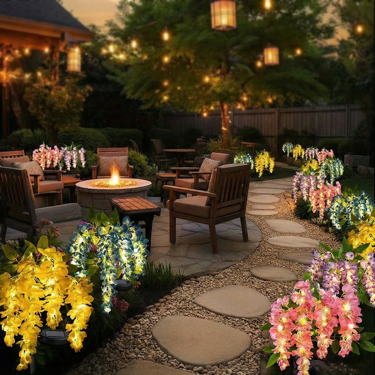 🌸 Solar LED Outdoor Wisteria Stake Lights | Glowing Floral Garden Accents