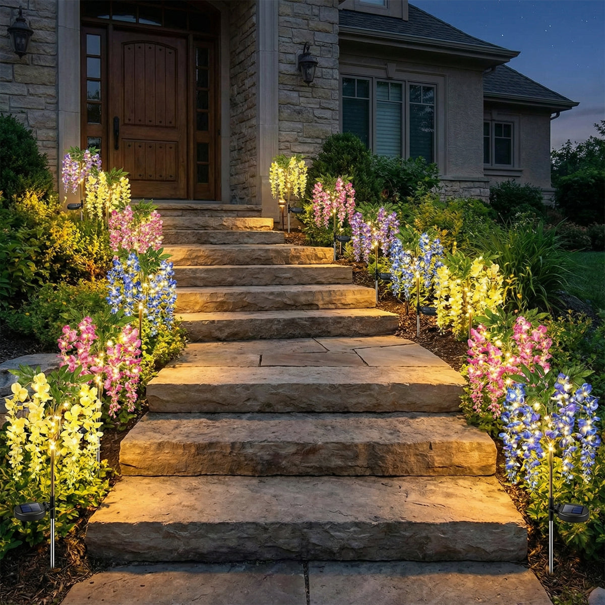 🌸 Solar LED Outdoor Wisteria Stake Lights | Glowing Floral Garden Accents