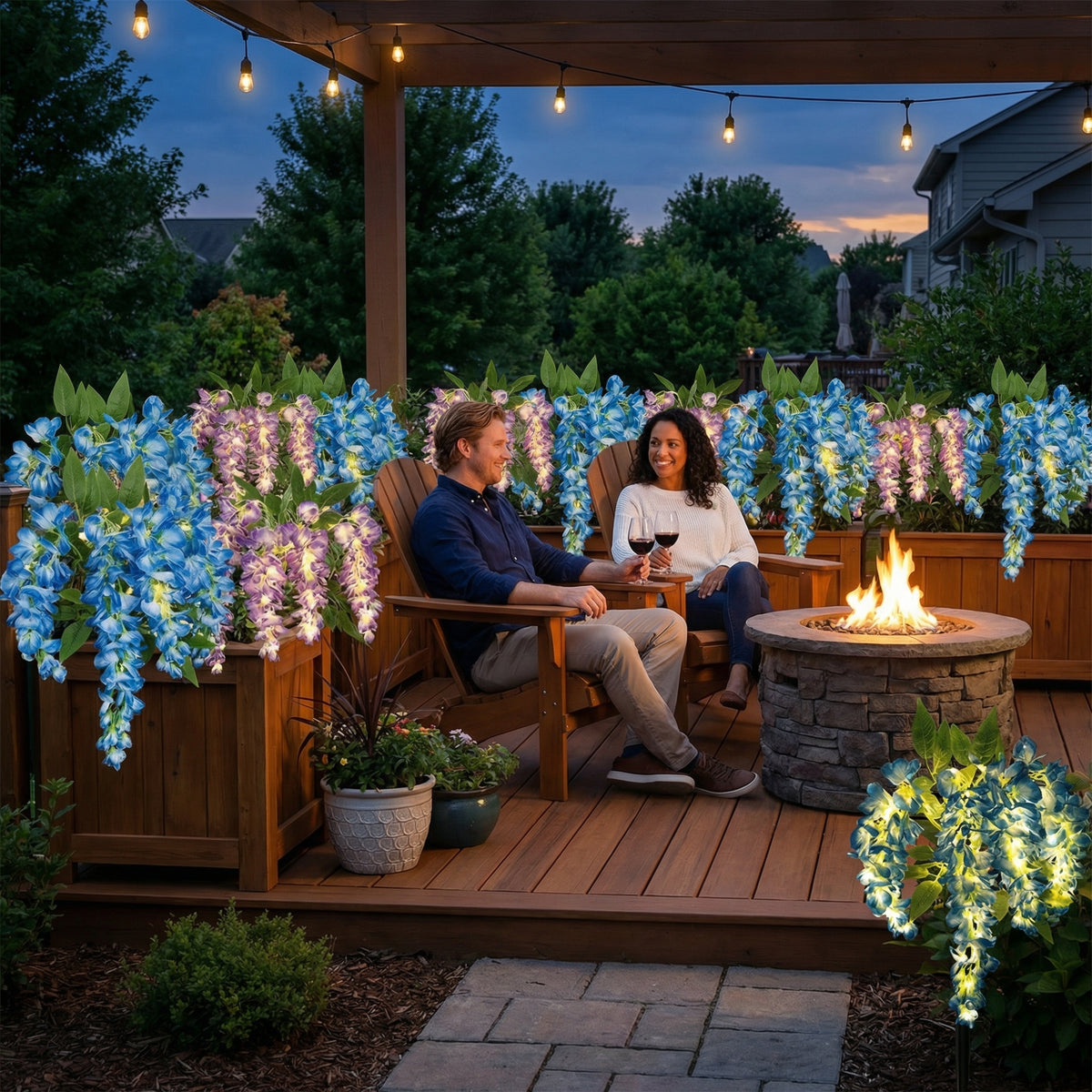 🌸 Solar LED Outdoor Wisteria Stake Lights | Glowing Floral Garden Accents