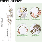 5 Stems Artificial Cherry Blossom Branches Spring Indoor Decoration