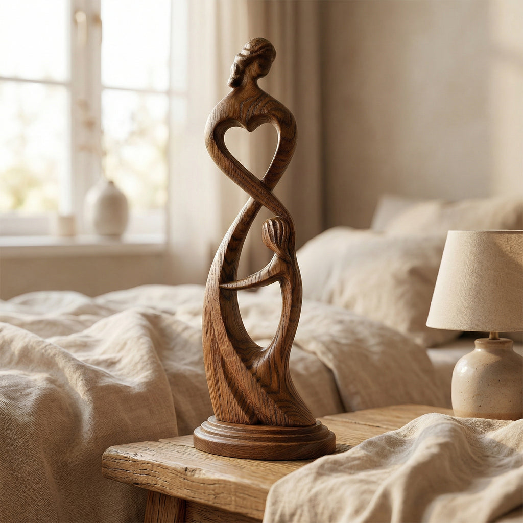 Hand Carved Heart Connection Statue for Mother's Day Gift