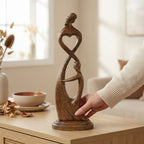Hand Carved Heart Connection Statue for Mother's Day Gift