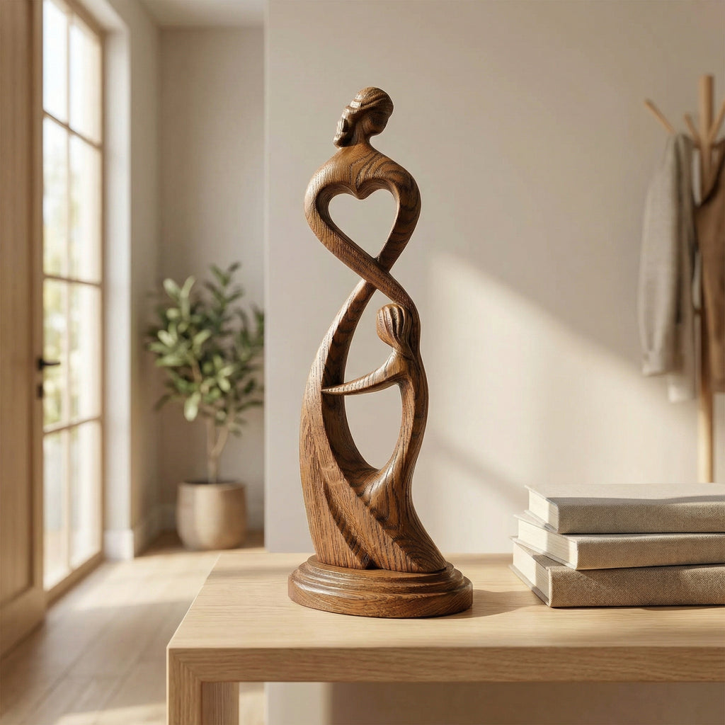 Hand Carved Heart Connection Statue for Mother's Day Gift