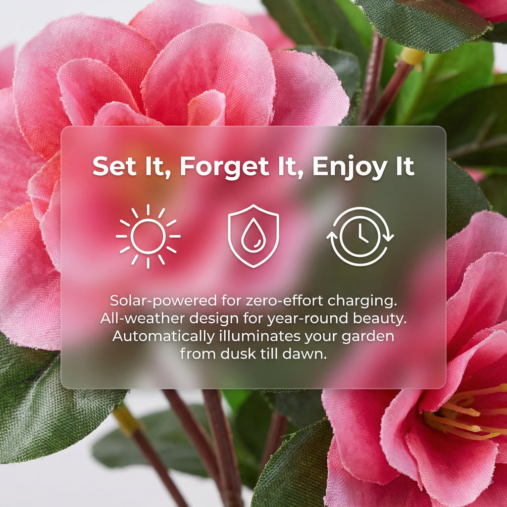 Solar Azalea Flower Garden Lights – Outdoor Waterproof LED Stake Lights, Lifelike Blooming Flowers