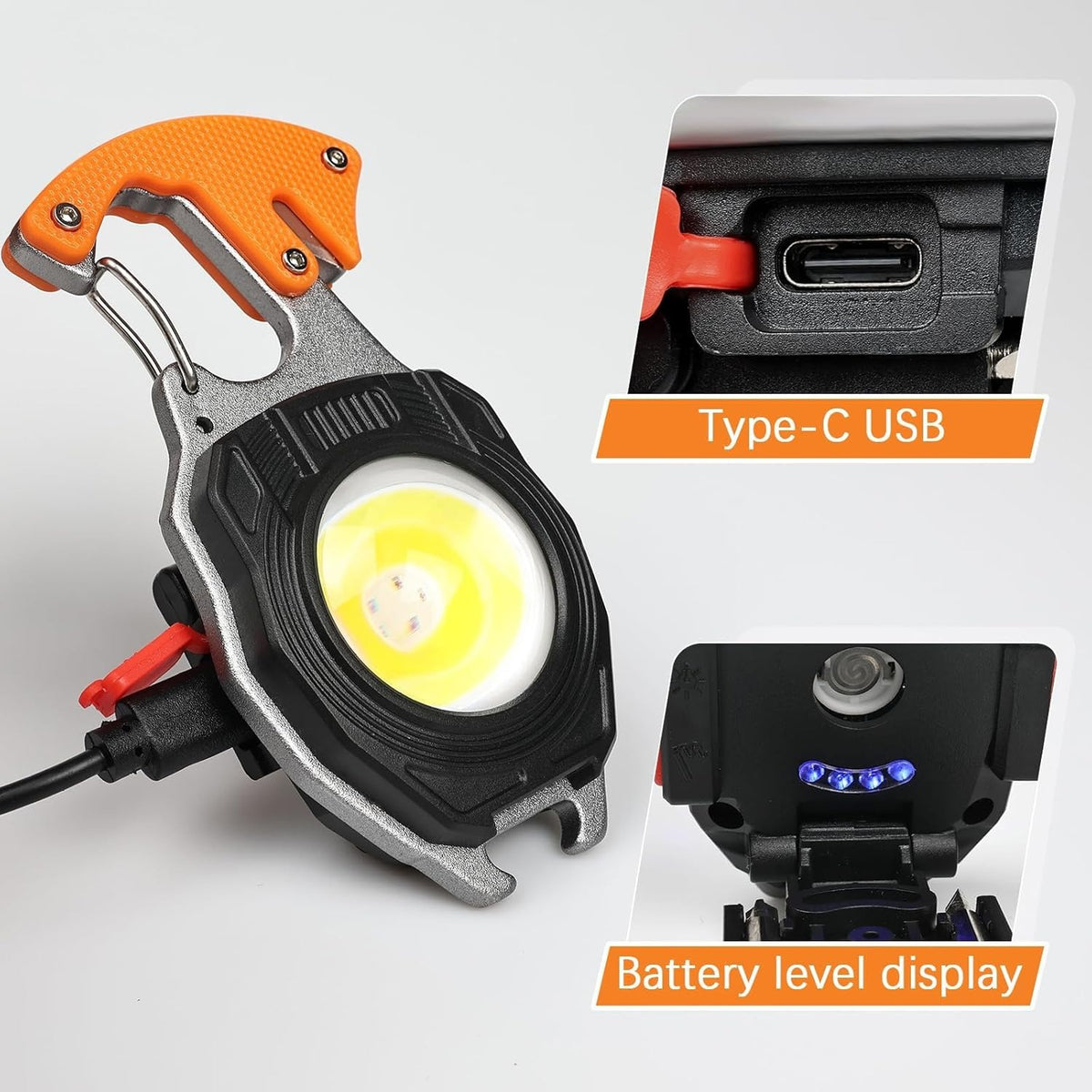 Multi-functional Rechargeable Cob Keychain Work Light