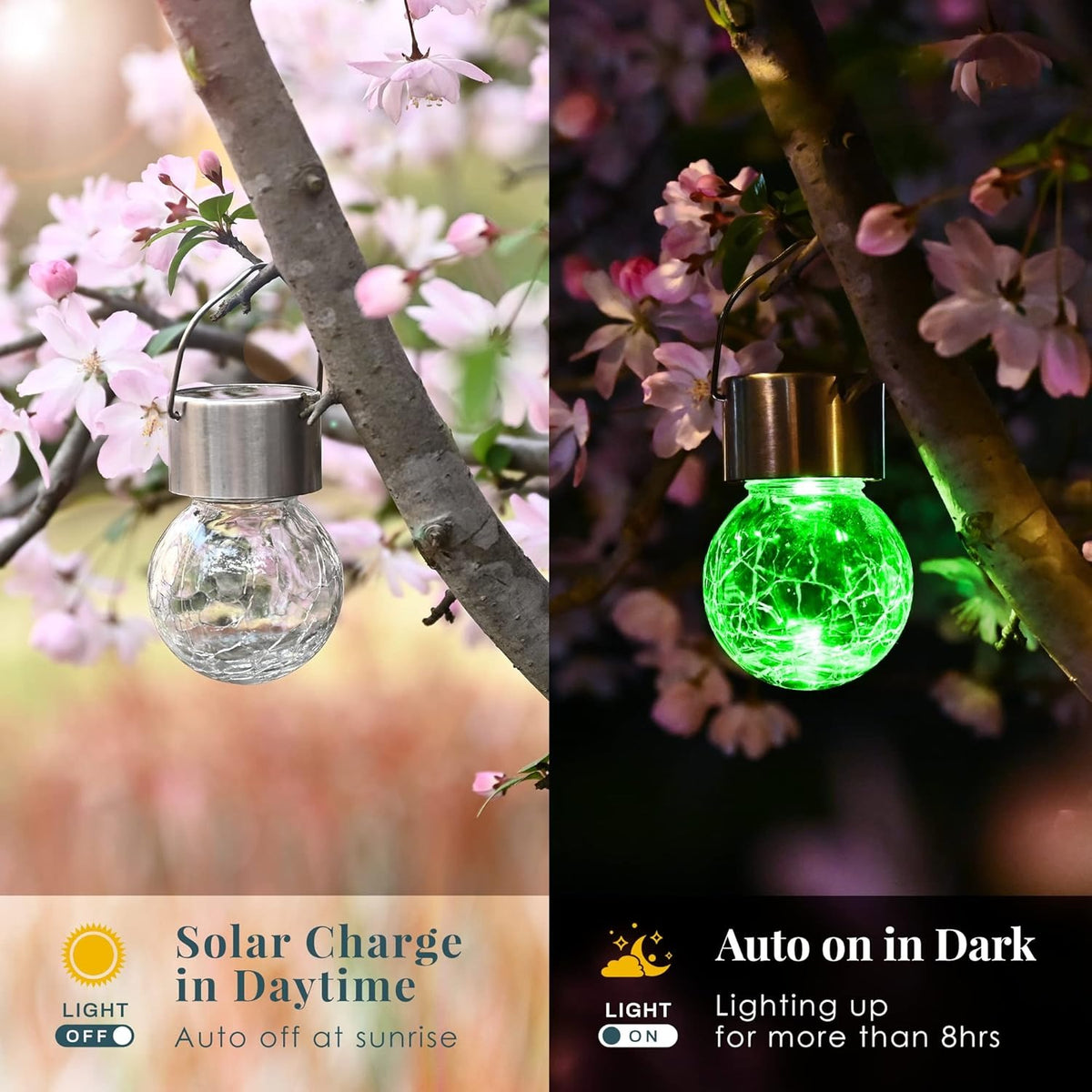 Hanging Cracked Glass Ball Solar Lights