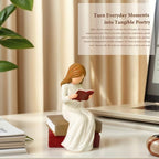 Book Lover Gifts Reading Sculpture,Hand-Painted Resin Figurines Ornaments ,Bookshelf Decor for Home Office Desk