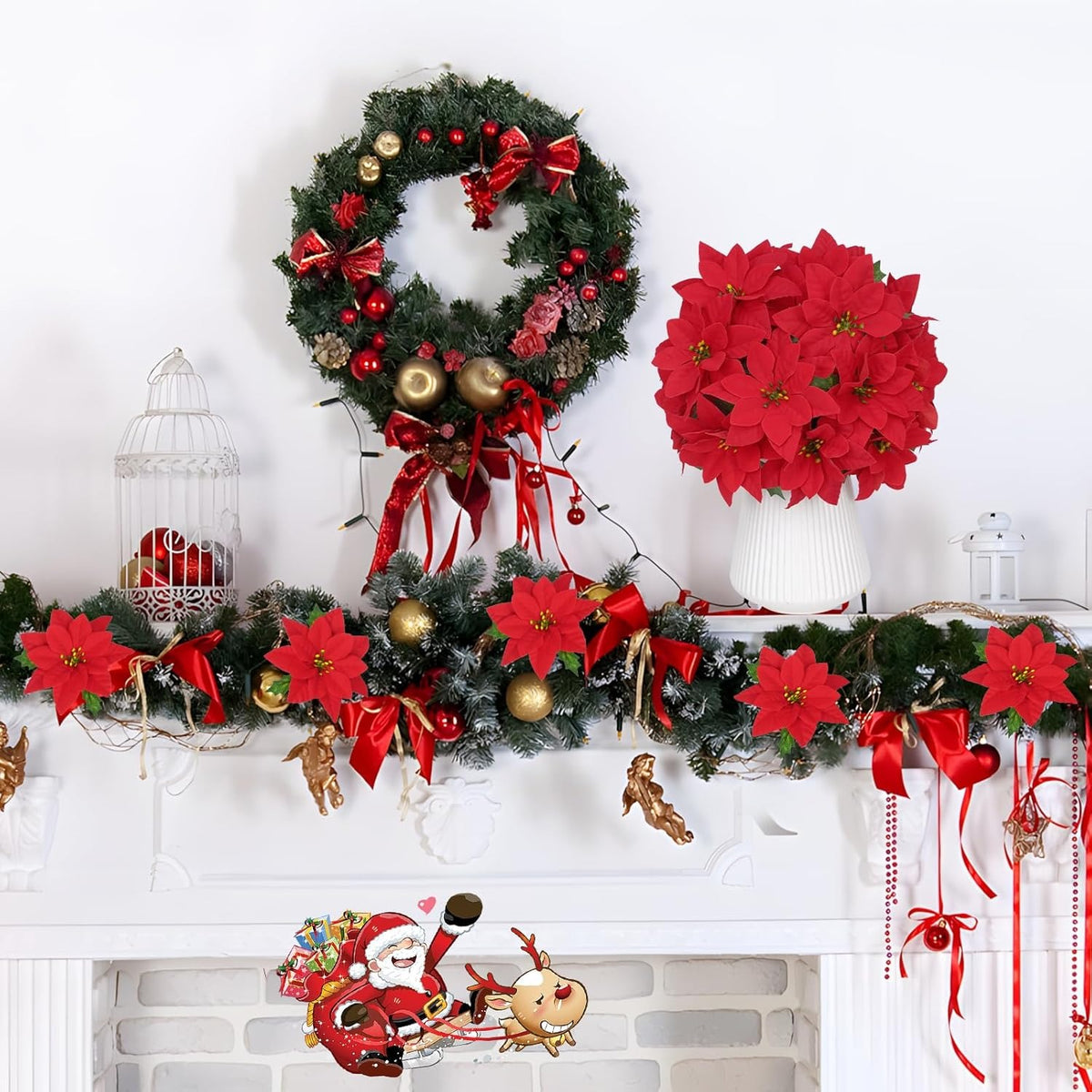 🎄2025 Christmas On Sale✨Poinsettias Artificial Christmas Flowers Indoor Outdoor Decor