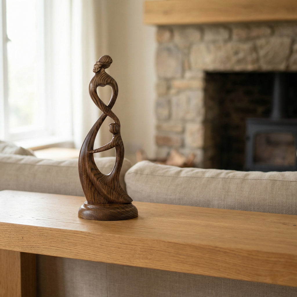 Hand Carved Heart Connection Statue for Mother's Day Gift
