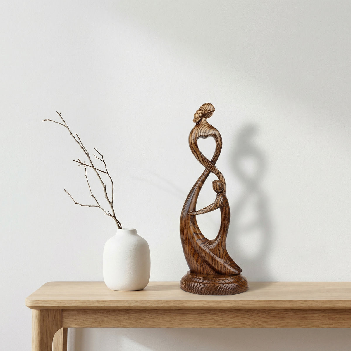 Hand Carved Heart Connection Statue for Mother's Day Gift