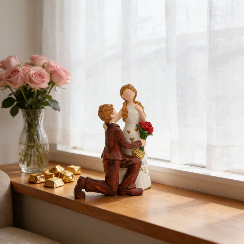 Valentine'S Day Sculpted Hand-Painted Romantic Couple Figurine