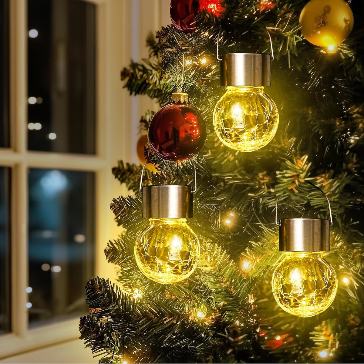 Hanging Cracked Glass Ball Solar Lights