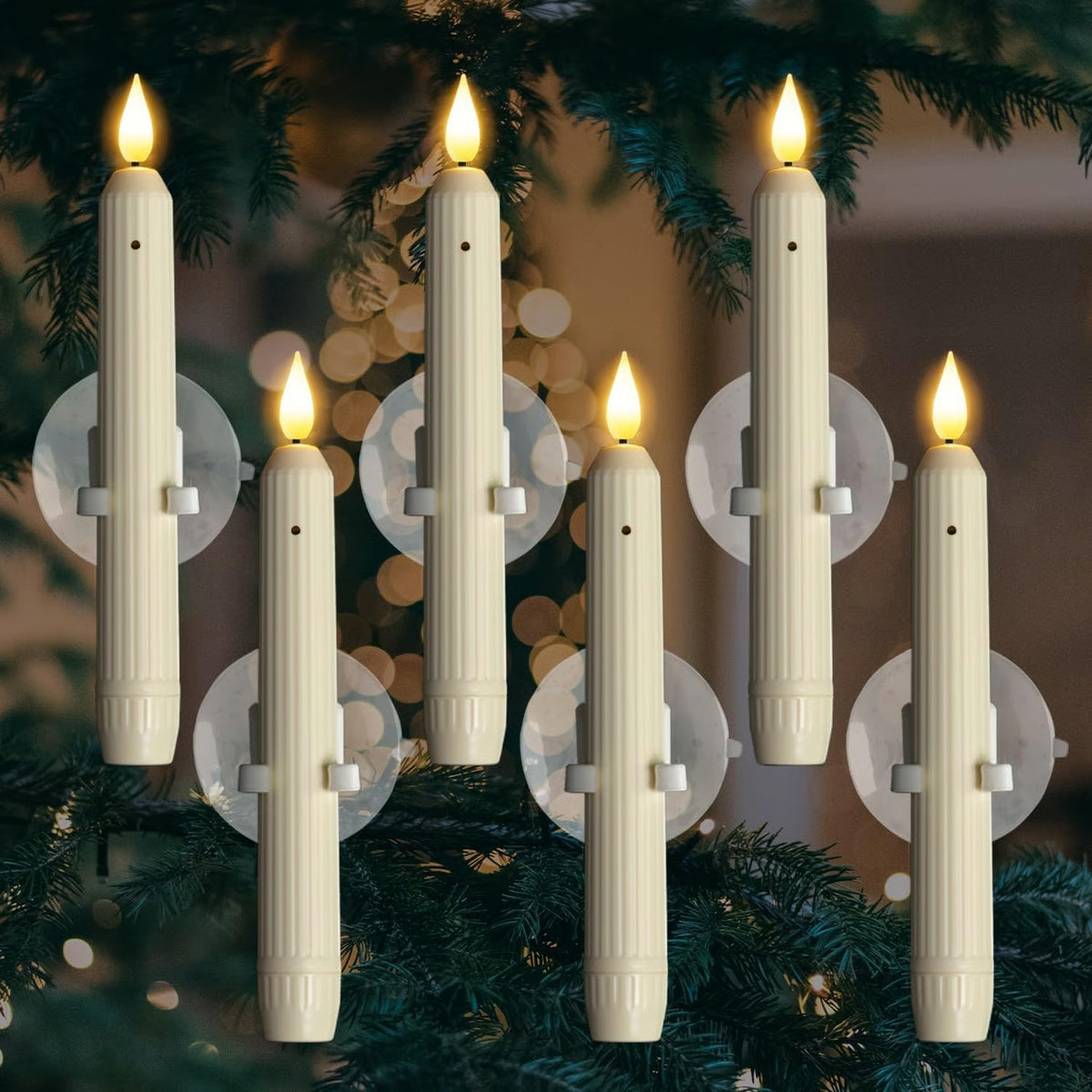 Window Flameless Led Taper Candles with Sensor Dusk to Dawn
