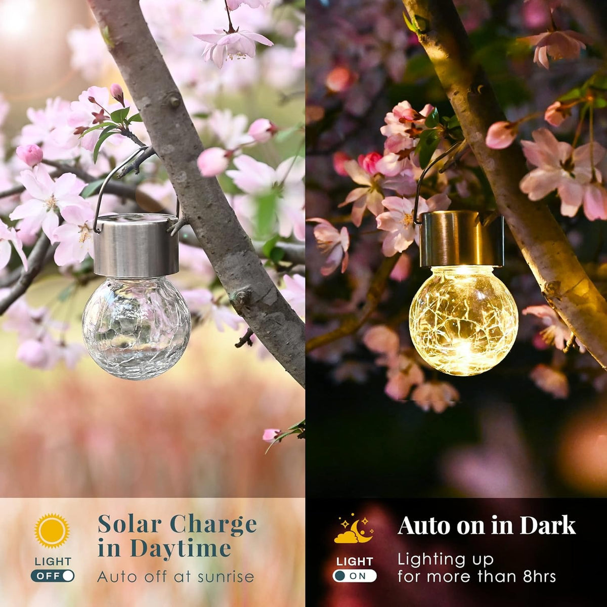 Hanging Cracked Glass Ball Solar Lights