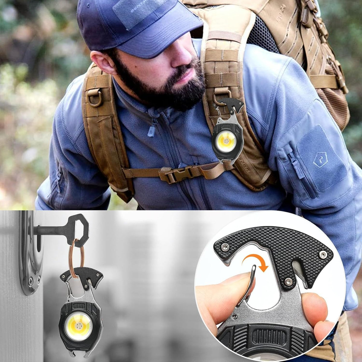 Multi-functional Rechargeable Cob Keychain Work Light