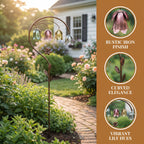 🌸 4-Color Metal Lily of the Valley Garden Stake | Rustic Floral Sculpture