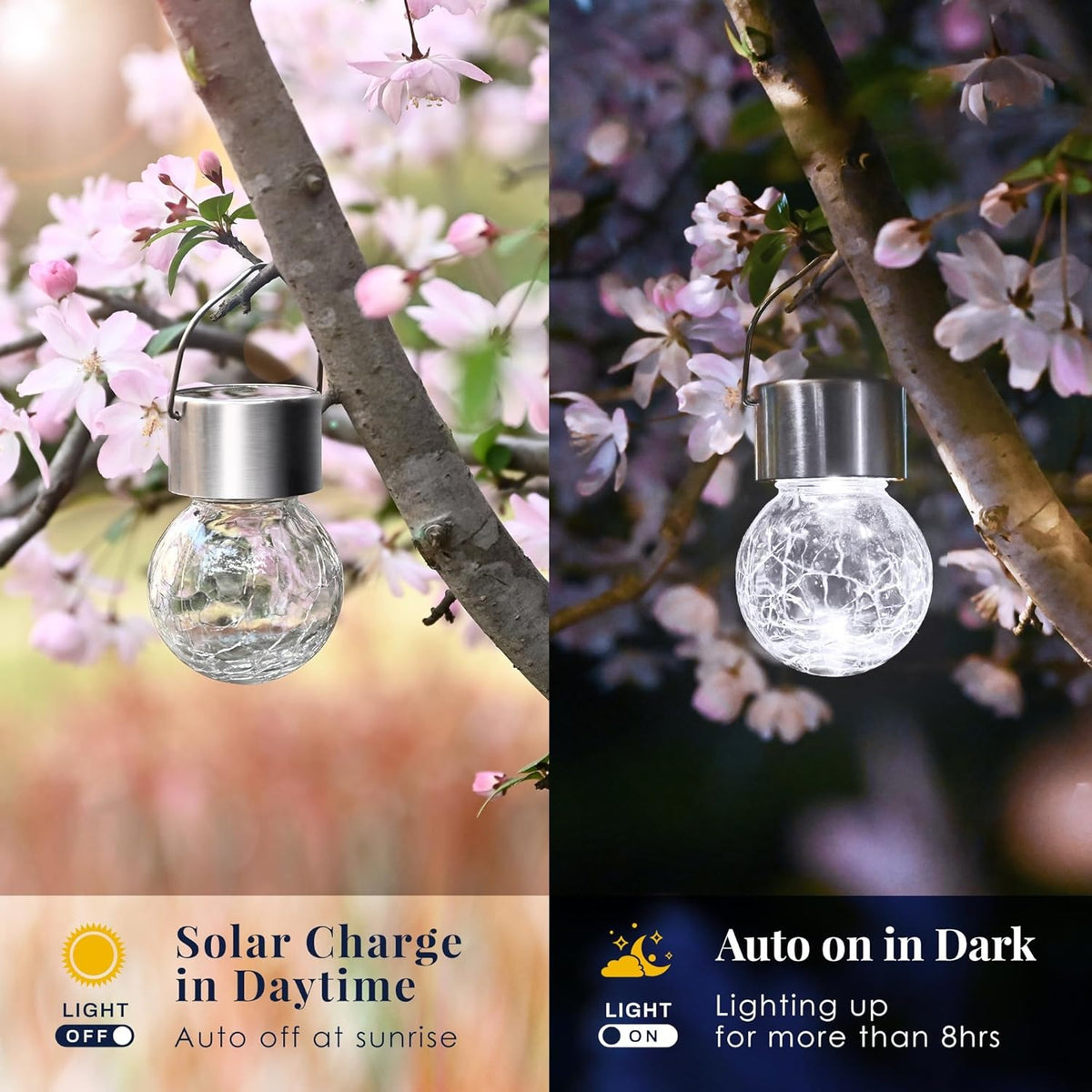 Hanging Cracked Glass Ball Solar Lights