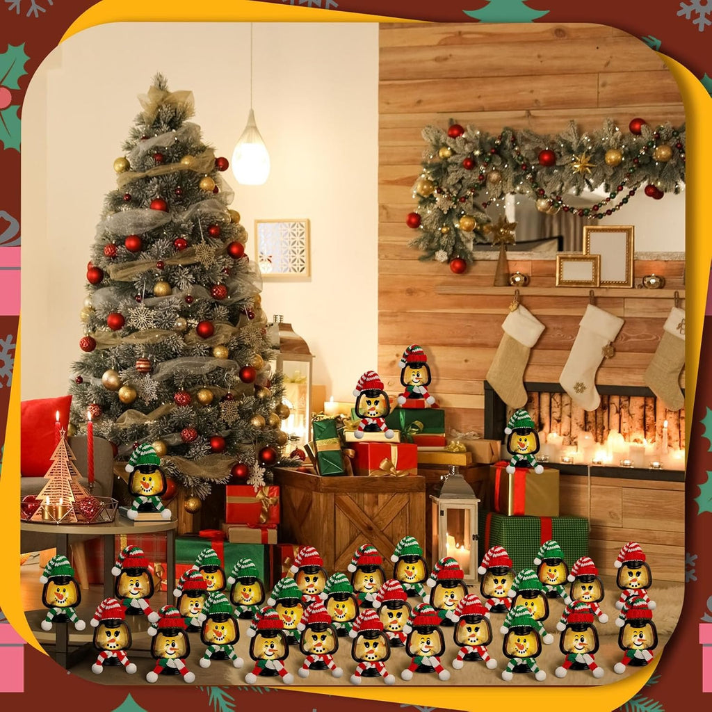 🎄Early Christmas Sale⛄4 PCS Mini Snowman Lantern with Hats and Scarves