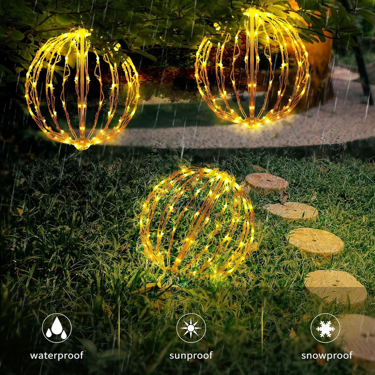 Christmas Folding  LED Ball Light with Multiple Auto Timing and Glow Modes