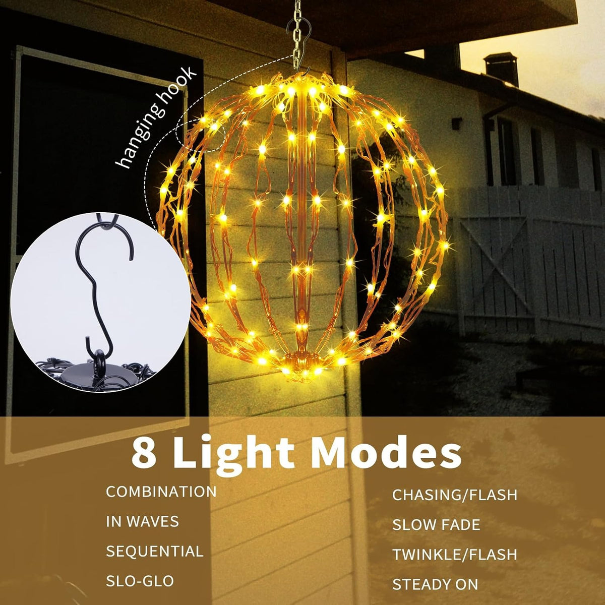 Christmas Folding  LED Ball Light with Multiple Auto Timing and Glow Modes