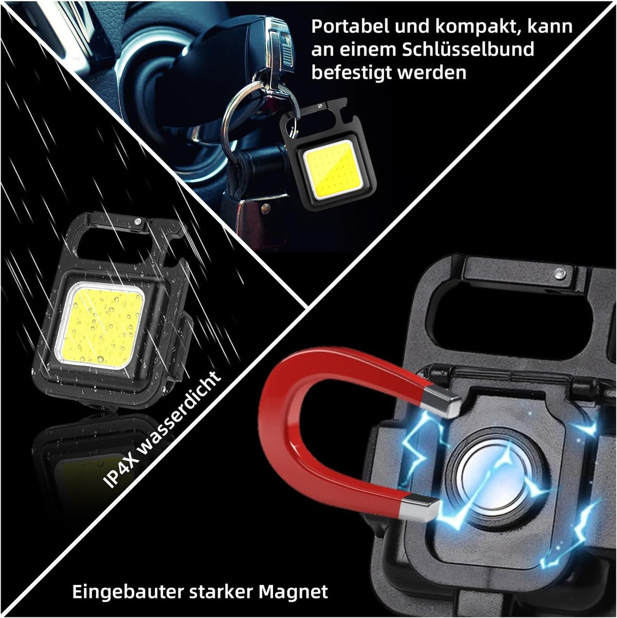 Multi-functional Rechargeable Cob Keychain Work Light