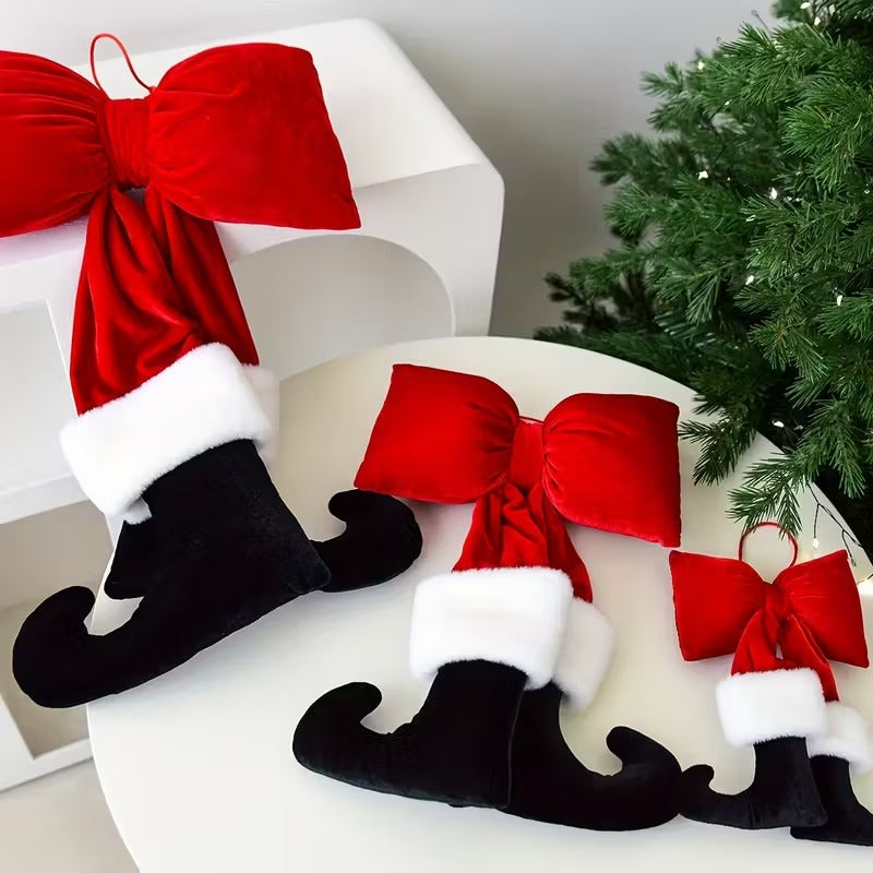 🎄Early Christmas Sale🔥Christmas Bow Ornament with Black Feet
