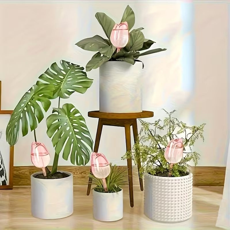 Tulip-Shaped Plant Watering Globes with Narrow Nozzle Slow-Drip Design