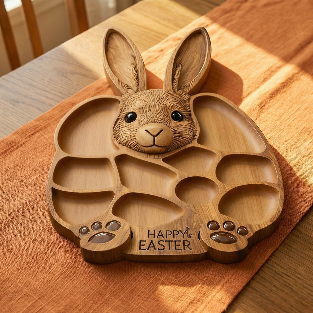 Easter Bunny Wooden Charcuterie Board, Handmade Rabbit Serving Tray for Spring Celebrations,
