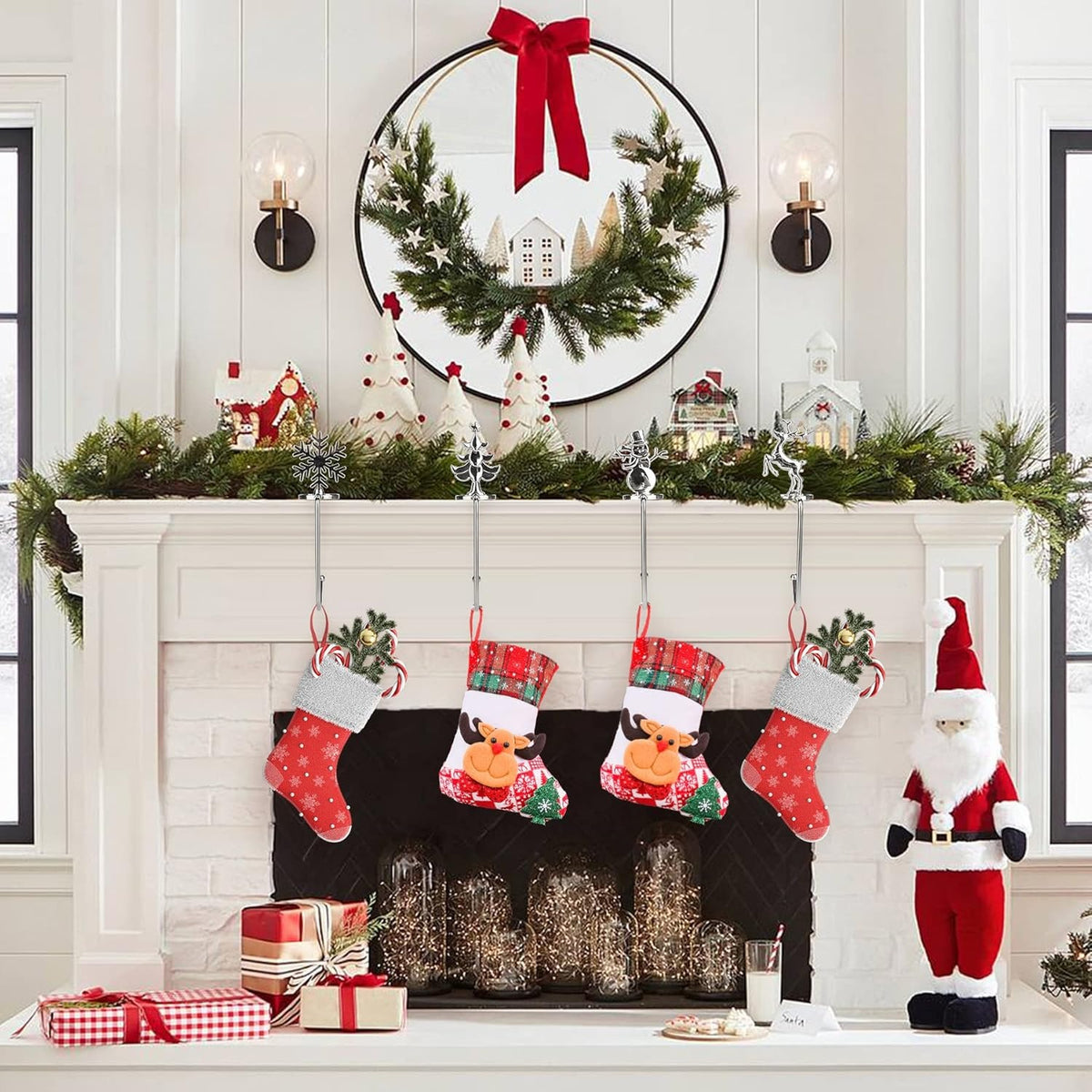 🎄2025 Christmas On Sale🐈4 PCS Christmas Stocking Holders for Mantle