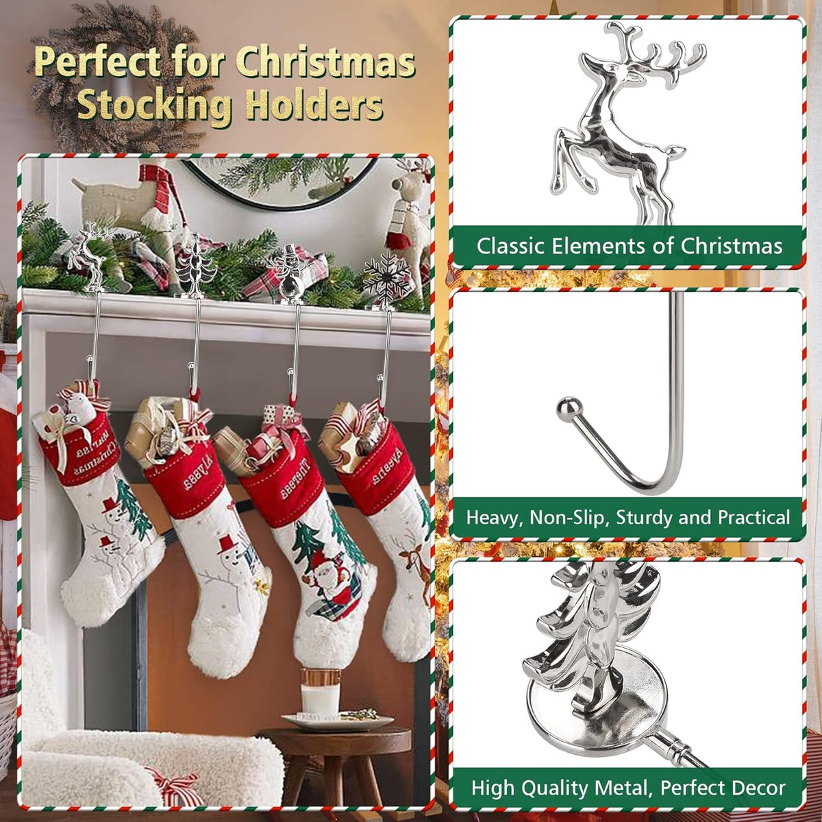🎄2025 Christmas On Sale🐈4 PCS Christmas Stocking Holders for Mantle