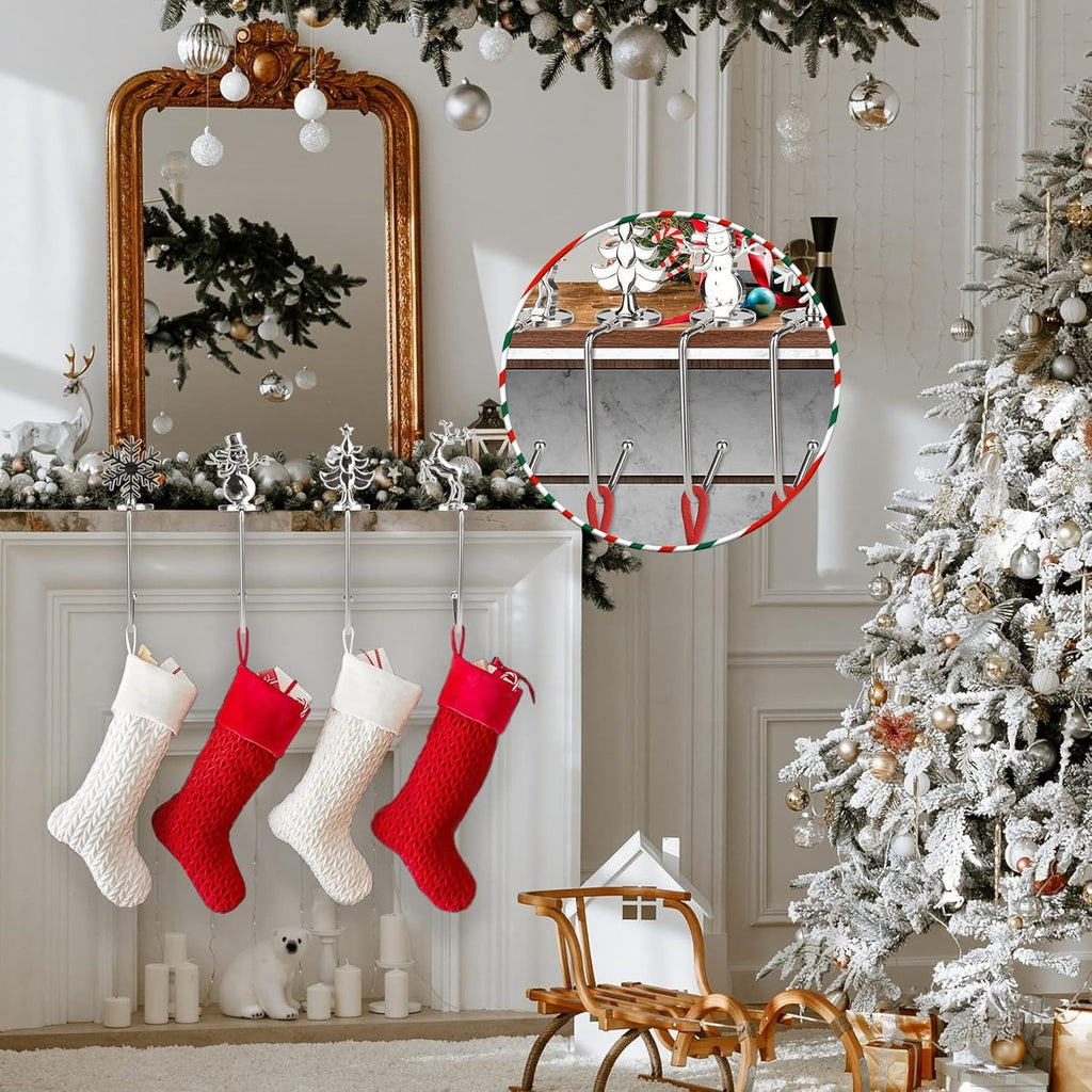 🎄2025 Christmas On Sale🐈4 PCS Christmas Stocking Holders for Mantle