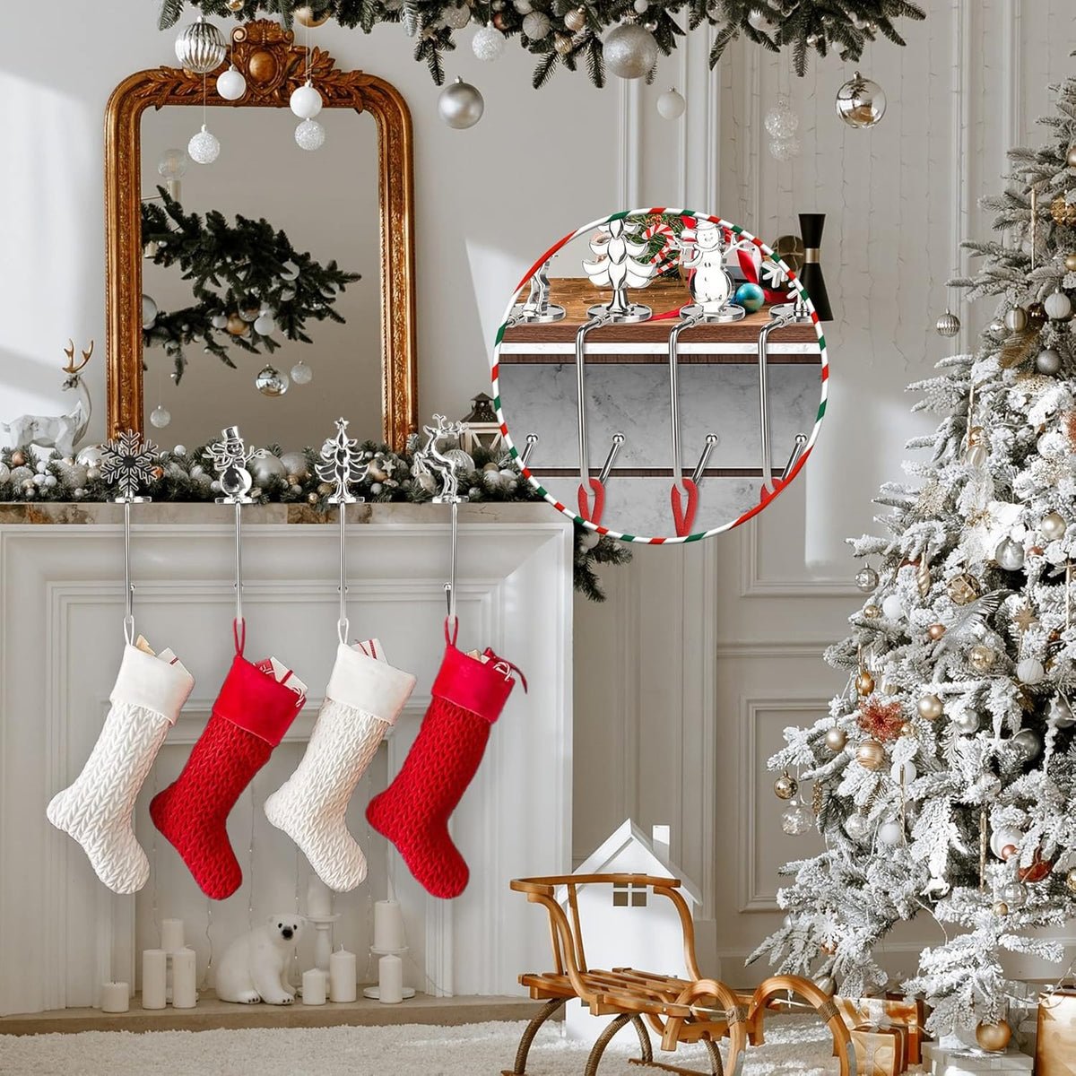 🎄2025 Christmas On Sale🐈4 PCS Christmas Stocking Holders for Mantle