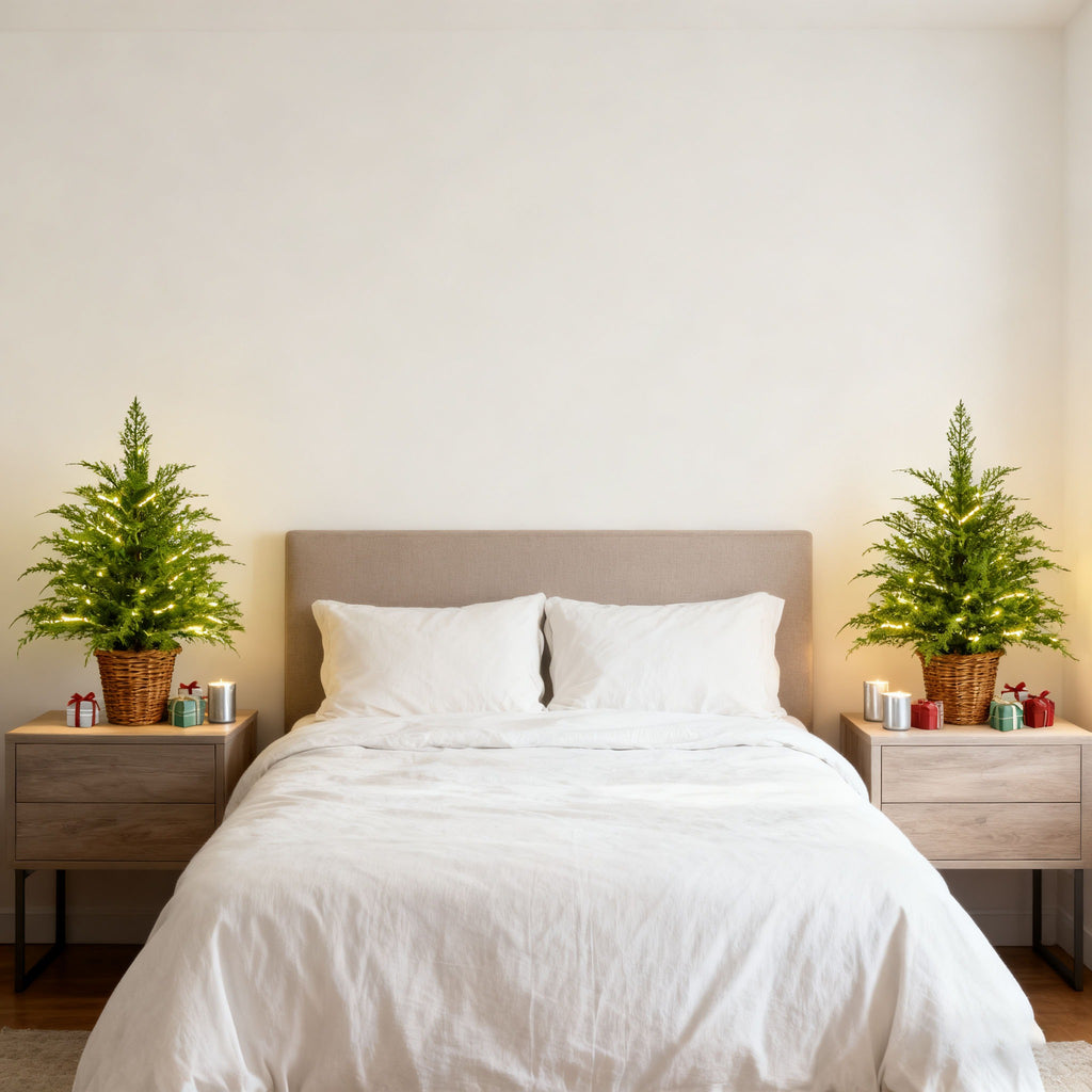 Pre-Lit Green Cypress Artificial Christmas Tree With Woven Basket And Timer
