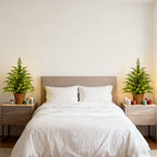 Pre-Lit Green Cypress Artificial Christmas Tree With Woven Basket And Timer