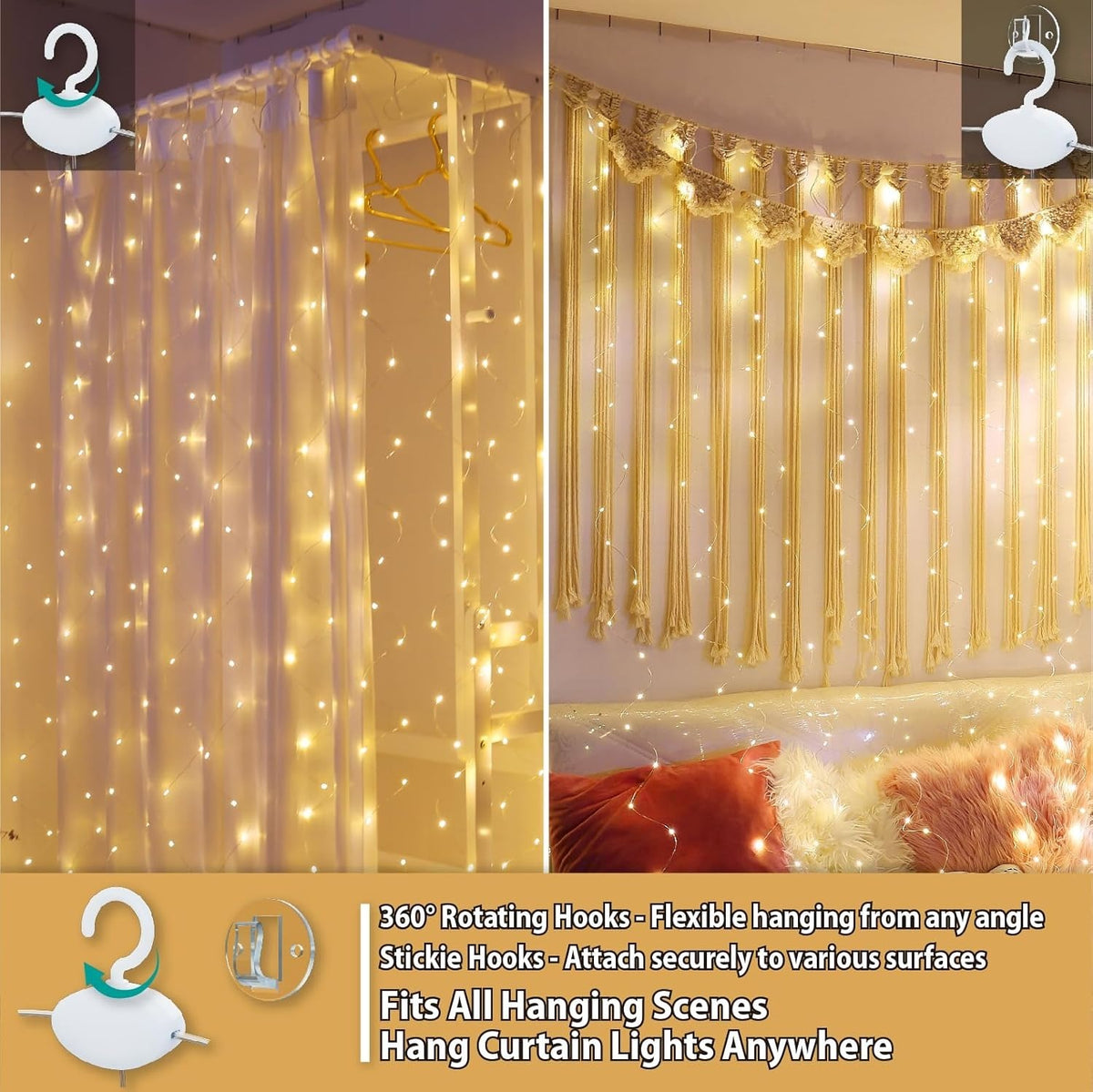 Fairy String Hanging  Curtain Lights with Remote