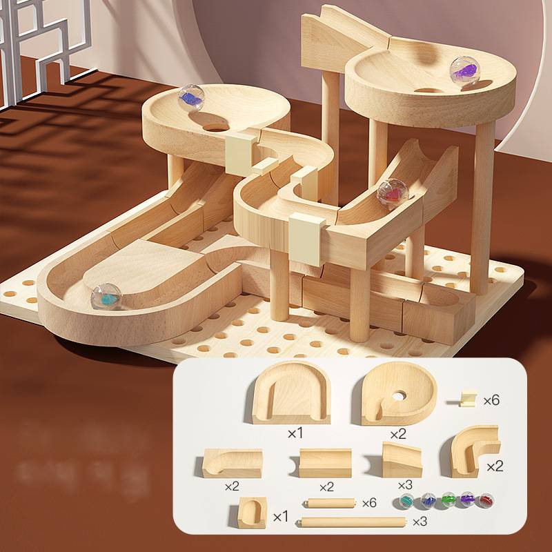 Montessori Marble Run Wood – Creative Construction Fun